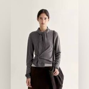 Insisfemme Asymmetric Merino Wool Cardigan in Raw Umber / Size 6